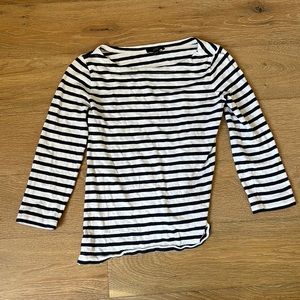J crew basic boatneck striped long sleeve in white and navy